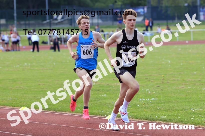 Mens Under-20s 800 metres, 2024 North Eastern Track and Field Champs., Middlesbrough.  Photo: David T. Hewitson/Sports for All Pics